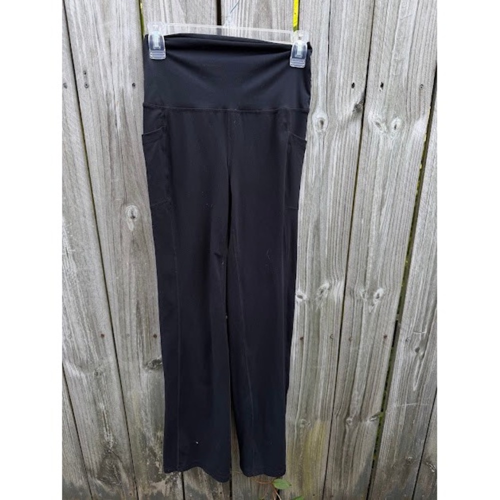 Athleisure Yoga Yogalicious Lux Tribeca Flare Pants L Black High Waisted Pockets